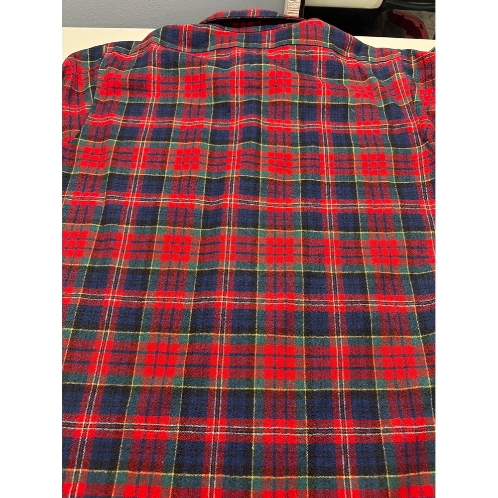 Pendleton Mens Wool Shirt Macpherson Red Tartan Plaid Vintage Large Made in USA - Picture 9 of 14